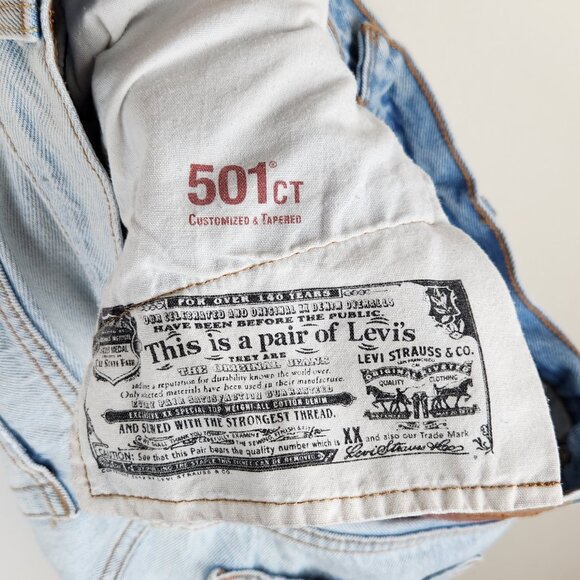 Levi's 501 CT Customized & Tapered Boyfriend Jeans Distressed Light Wash sz 26 - Picture 11 of 14